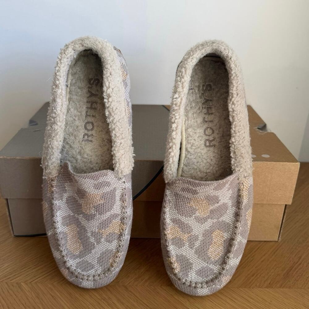 ROTHY’S The Slipper Cozy Cat ‘Leopard Print’ Women Slip On Shoes- SZ 7